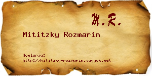 Mititzky Rozmarin névjegykártya